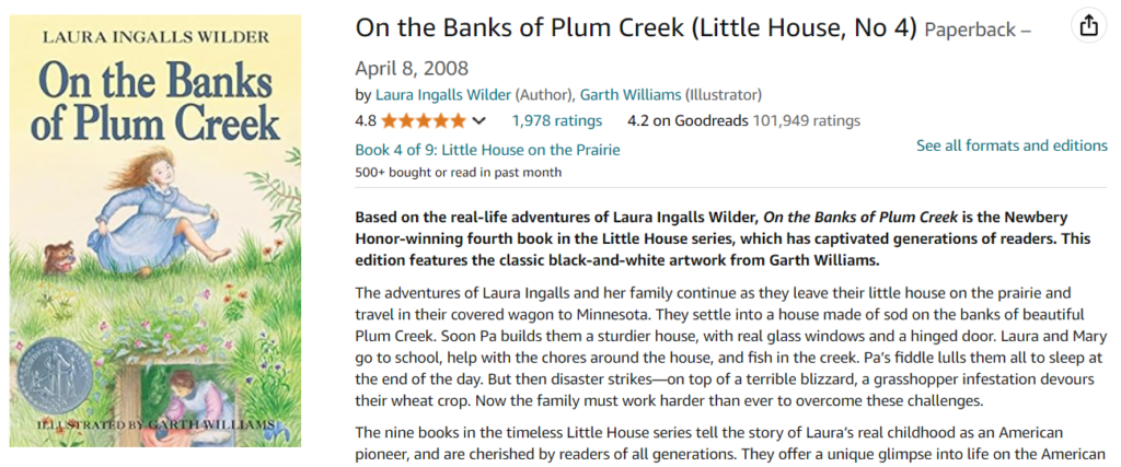 On the Banks of Plum Creek (Little House, No 4)